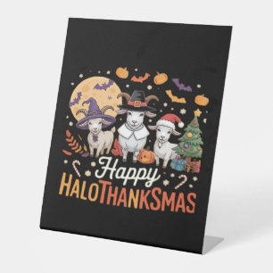 Animal Lovers Owners Happy Hallothanksmas Essentia Pedestal Sign