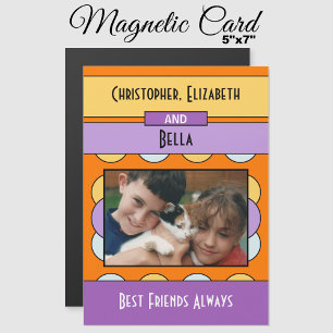 Animal lovers photo orange fridge magnetic card