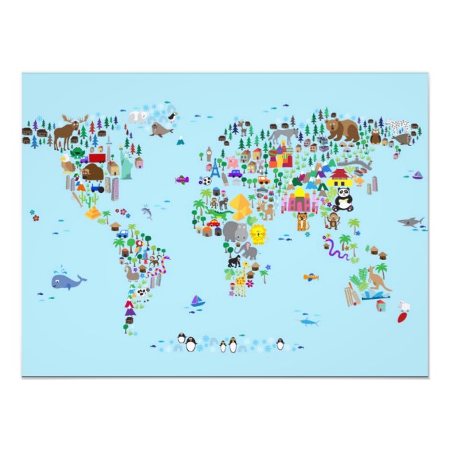 Animal Map of the World Photo Print (Front)