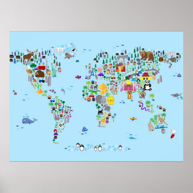 Animal Map of the World Poster (Front)