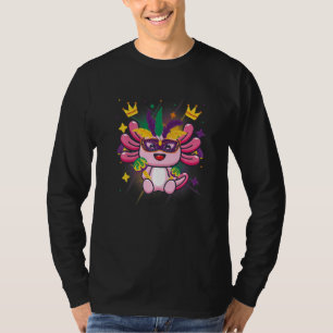 Animal Mardi Gras Mask Funny Mardi Gras Axolotl T-Shirt