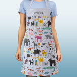 Animal Menagerie Personalised Apron<br><div class="desc">All sorts of fun animals and wildlife for animal lovers everywhere.  Safari animals,  jungle,  farm,  birds,  pets and wildlife.  A monster seems to have sneaked in there too. Original art by Nic Squirrell. Change the name to personalise</div>