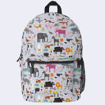 Animal Menagerie Printed Backpack<br><div class="desc">All sorts of fun wild,  jungle,  farm,  safari and pet animals and birds.  Original art by Nic Squirrell.</div>