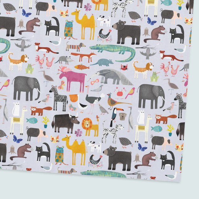 Animal Menagerie Tablecloth (Fun animal menagerie with wild, safari, zoo and pet animals and birds pattern tablecloth)