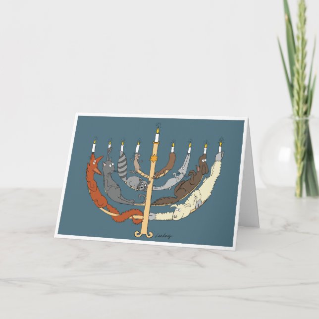 Animal Menorah Holiday Card (Front)