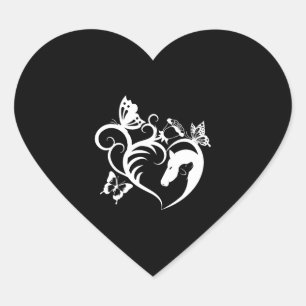 Animal Motif Horse Dog Butterflies Gift Heart Sticker