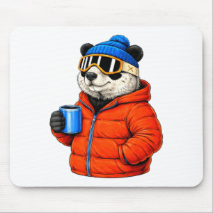 Animal motifs panda party après ski shirt skiing mouse pad
