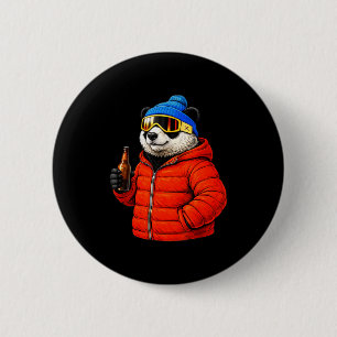 Animal motifs panda party après ski shirt skiingAn 6 Cm Round Badge