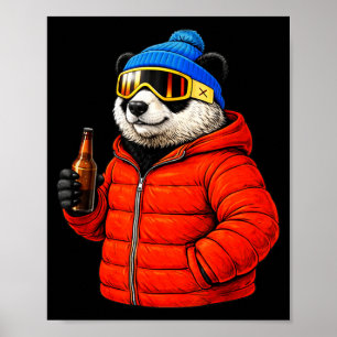 Animal motifs panda party après ski shirt skiingAn Poster