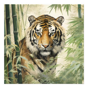 Animal Nature Tiger Bamboo Photo Print
