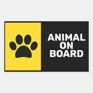 Animal On Board Rectangular Sticker