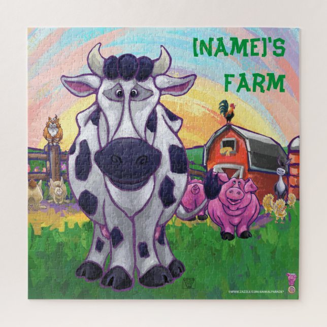 Animal Parade Cow and Barnyard Friends Jigsaw Puzzle (Vertical)