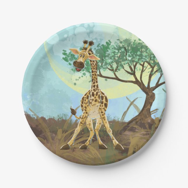 Animal Parade Giraffe Paper Plate (Front)