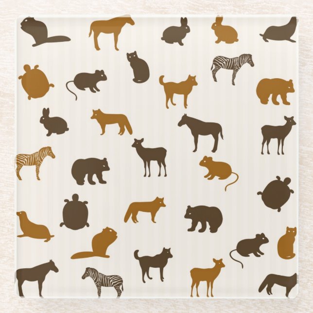 Animal pattern 1 glass coaster (Front)
