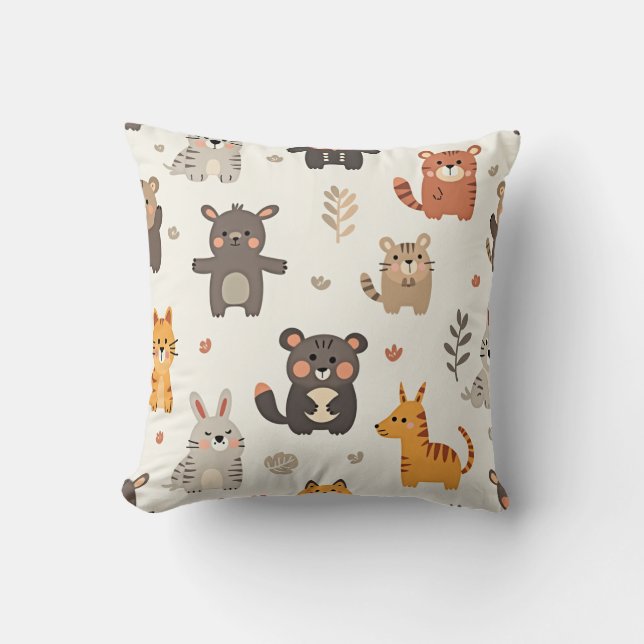 Animal pattern cushion! Throw Pillow (Front)
