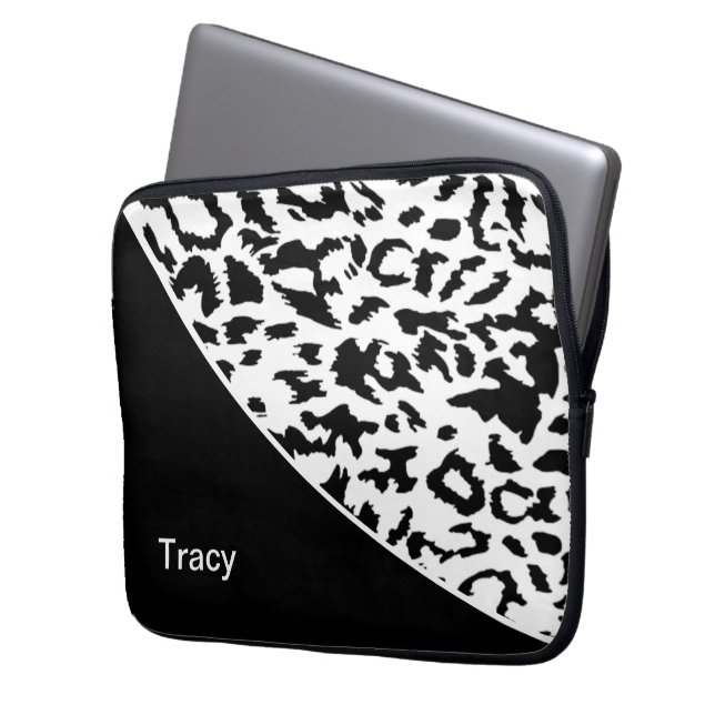 Animal Pattern Monogram Laptop Sleeve (Front Left)