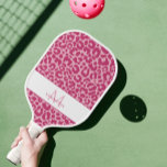 Animal Pattern Monogrammed Name Pink Girly Sports Pickleball Paddle<br><div class="desc">Cute contemporary design features a classic leopard animal print pattern in two shades of coordinating pink. Finished with white trim, there is a template for custom name and single letter initial in matching pink lettering. ALL colours in this design may be customised including the animal print! Contact me at beachpausedesigns@gmail.com...</div>