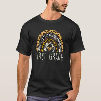 Animal Pattern Rainbow 1st Grade First Day Of Scho T-Shirt