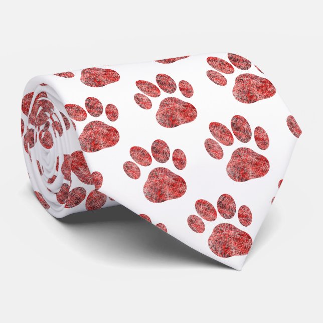 Animal Paw Cute Silhouette White Neck Tie (Rolled)