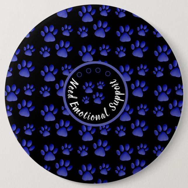 Animal paw print blue personalised  pets rescue 6 cm round badge (Front)