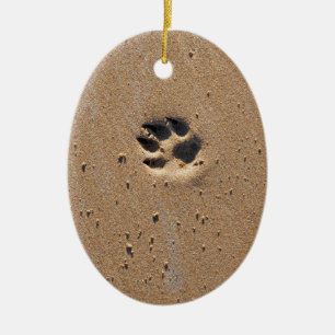 Animal paw print in sand ceramic tree decoration