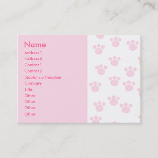 Animal Paw Print. Light Pink and White Pattern. Business Card