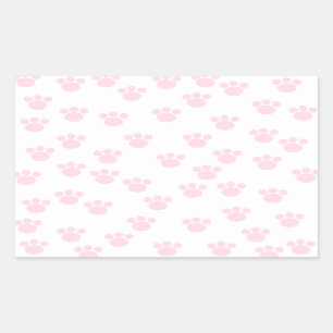 Animal Paw Print. Light Pink and White Pattern. Rectangular Sticker