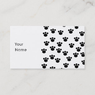 Animal Paw Print Pattern. Black and White. Business Card