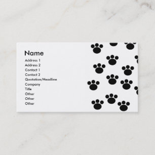 Animal Paw Print Pattern. Black and White. Business Card