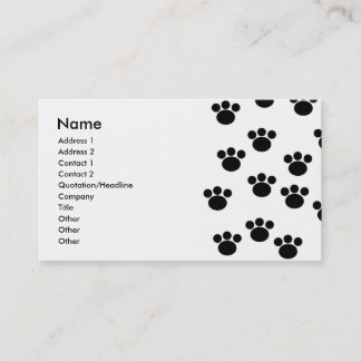 Animal Paw Print Pattern. Black and White. Business Card