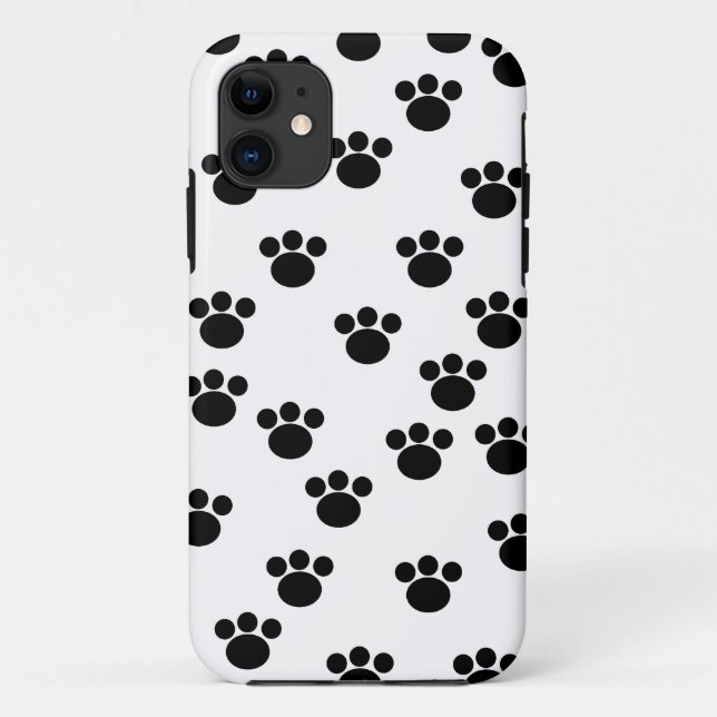 Animal Paw Print Pattern. Black and White. Case-Mate iPhone Case (Back)