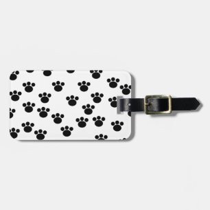 Animal Paw Print Pattern. Black and White. Luggage Tag