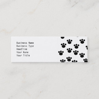 Animal Paw Print Pattern. Black and White. Mini Business Card