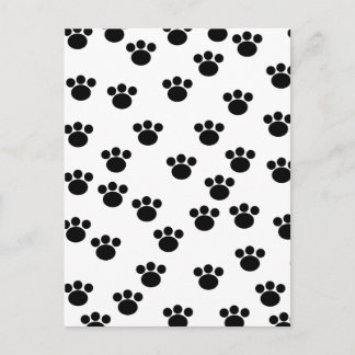 Animal Paw Print Pattern. Black and White. Postcard