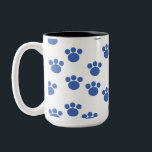 Animal Paw Print Pattern. Blue and White. Two-Tone Coffee Mug<br><div class="desc">Blue paw print pattern on a white background.</div>