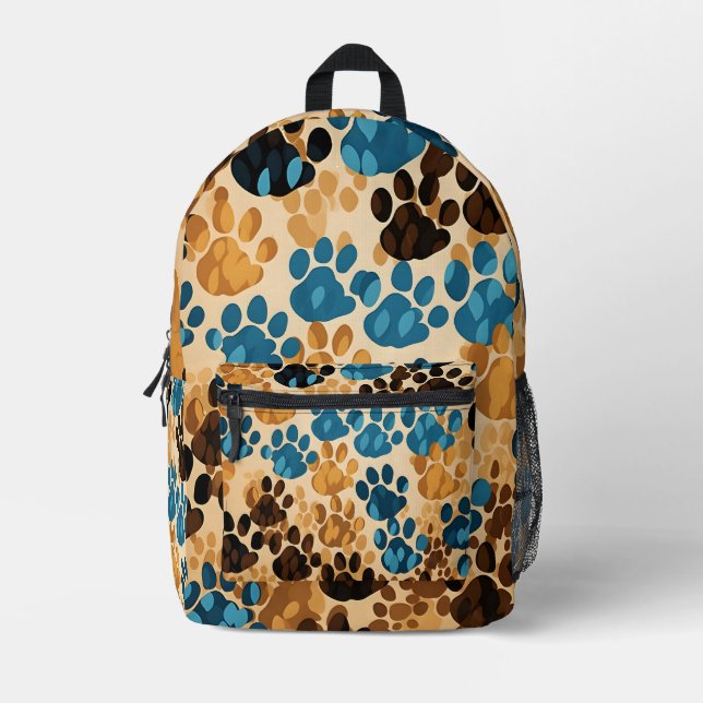 Animal paw print printed backpack (Front)