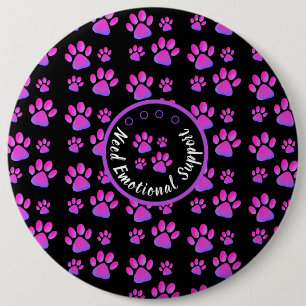 Animal paw print purple personalised 6 cm round badge