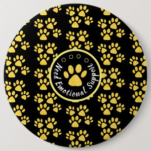 Animal paw print yellow personalised pets rescue 6 cm round badge