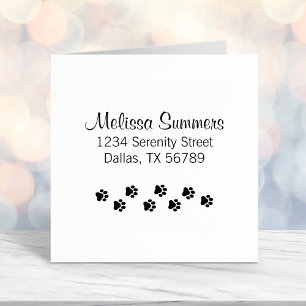 Animal Paw Prints Address - Cat Dog Pet Self-inking Stamp