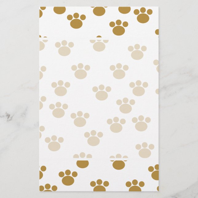 Animal Paw Prints. Brown and White Pattern. (Front)