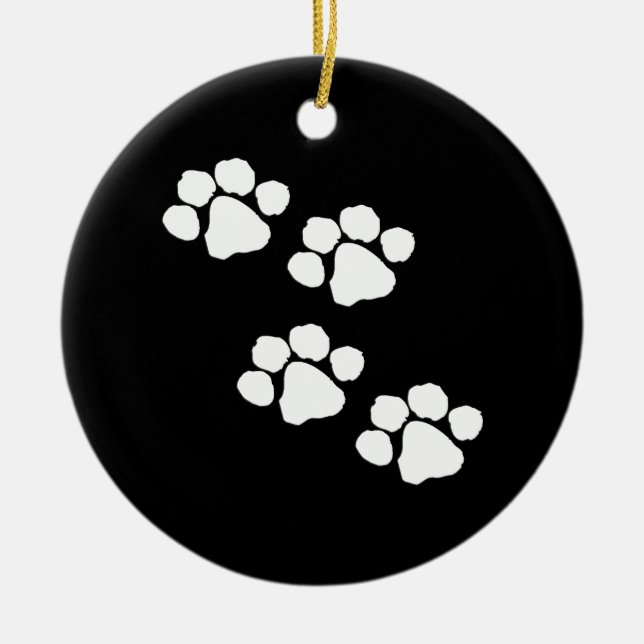 Animal Paw Prints Ceramic Tree Decoration (Front)