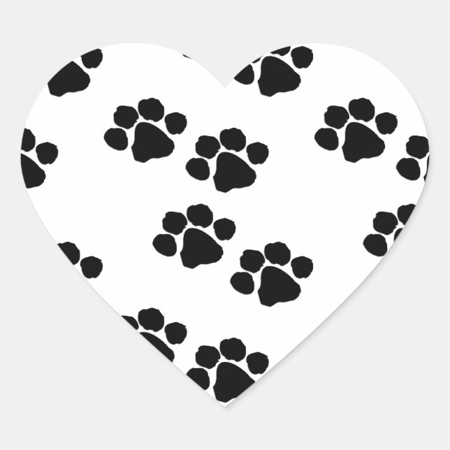 Animal Paw Prints Heart Sticker (Front)