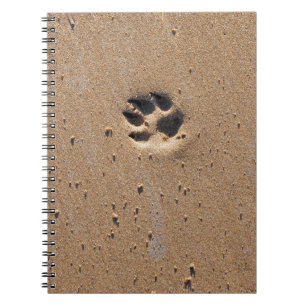 Animal paw prints in sand spiral notebook