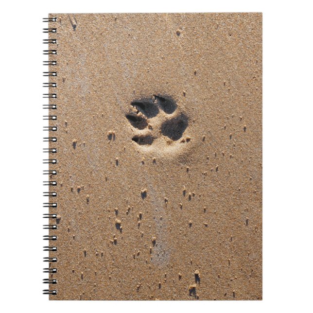 Animal paw prints in sand spiral notebook (Front)