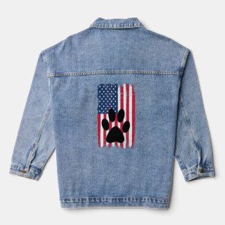 Animal Paw Silhouette American Flag Usa Patriotic  Denim Jacket