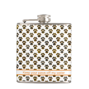 Animal Paw Silhouette Halloween Orange Funny Hip Flask