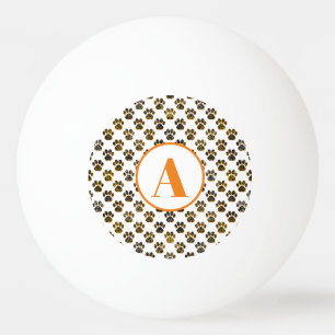 Animal Paw Silhouette Halloween Orange Monogram Ping Pong Ball