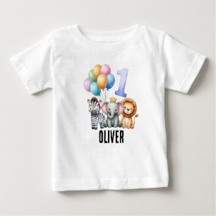 Animal personalised 1st Birthday Baby Boy T-shirt