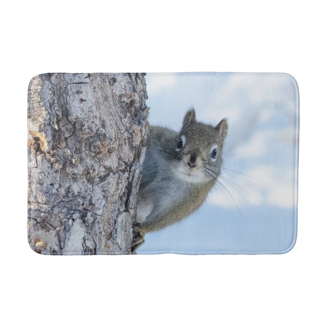 Animal Photography, Curious Squirrel Bath Mat (Front)