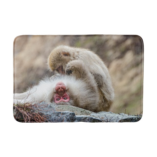 Animal Photography, Macaque Monkey Bath Mat (Front)